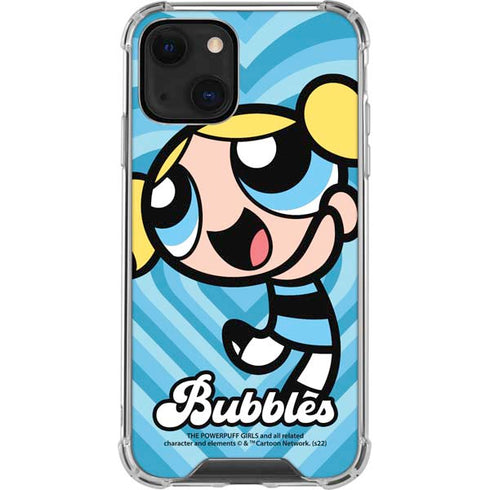 Cartoon Network Powerpuff Girls Bubbles Blue Hearts iPhone 14 Plus Clear Case