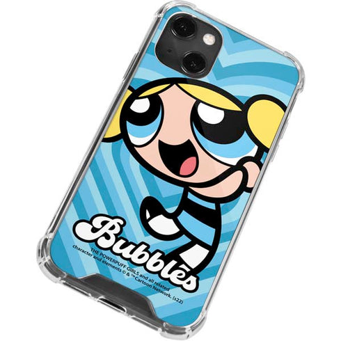 Cartoon Network Powerpuff Girls Bubbles Blue Hearts iPhone 14 Plus Clear Case