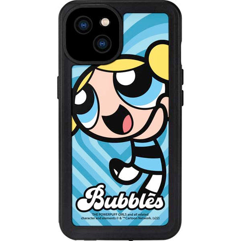 Cartoon Network Powerpuff Girls Bubbles Blue Hearts iPhone 15 Plus Waterproof Case