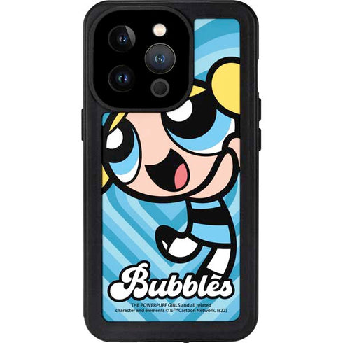 Cartoon Network Powerpuff Girls Bubbles Blue Hearts iPhone 15 Pro Waterproof Case