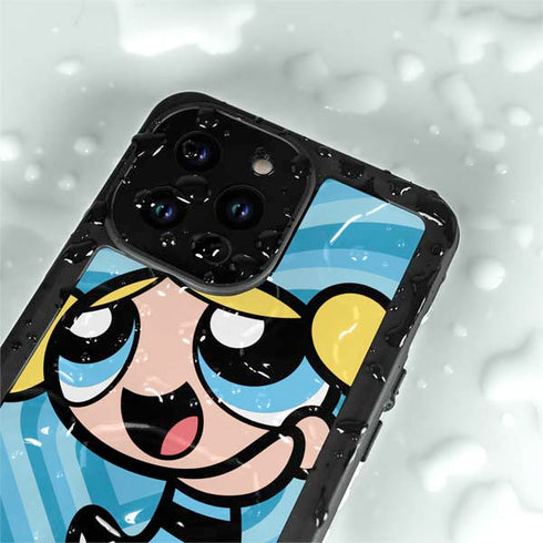 Cartoon Network Powerpuff Girls Bubbles Blue Hearts iPhone 15 Pro Waterproof Case