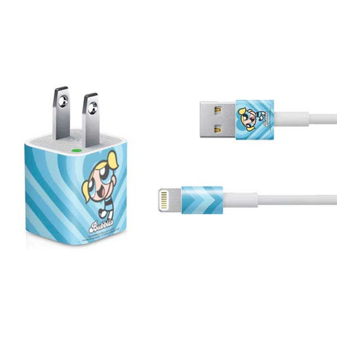 Cartoon Network Powerpuff Girls Bubbles Blue Hearts iPhone Charger (5W USB) Skin