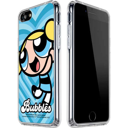 Cartoon Network Powerpuff Girls Bubbles Blue Hearts iPhone SE (2nd & 3rd Gen) Clear Case
