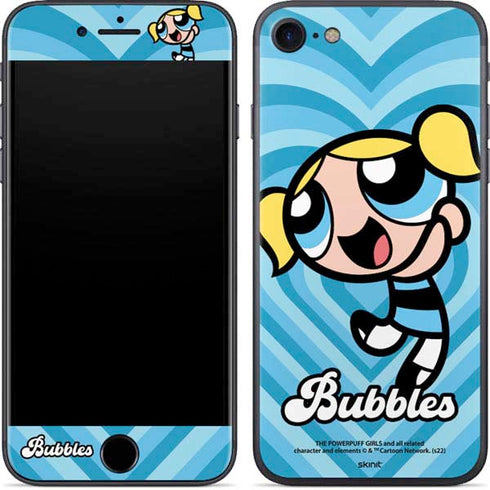 Cartoon Network Powerpuff Girls Bubbles Blue Hearts iPhone SE (2nd & 3rd Gen) Skin