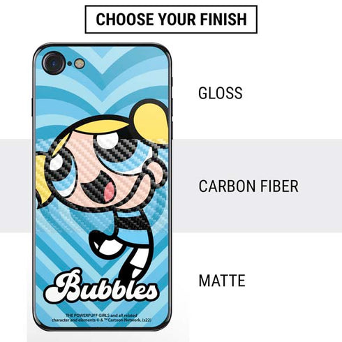 Cartoon Network Powerpuff Girls Bubbles Blue Hearts iPhone SE (2nd & 3rd Gen) Skin