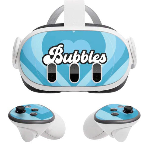 Cartoon Network Powerpuff Girls Bubbles Blue Hearts Meta Quest 3 Skin