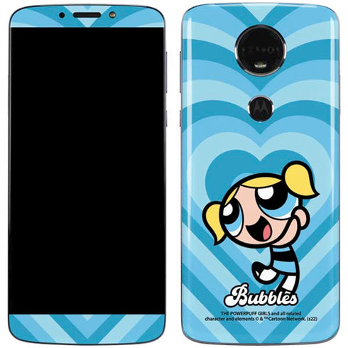 Cartoon Network Powerpuff Girls Bubbles Blue Hearts Moto E5 Plus Skin