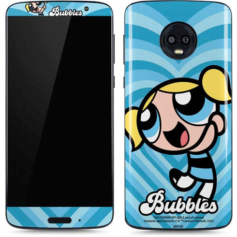 Cartoon Network Powerpuff Girls Bubbles Blue Hearts Moto G6 Skin