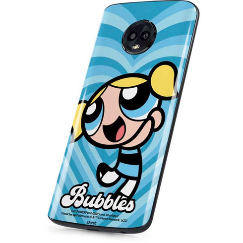 Cartoon Network Powerpuff Girls Bubbles Blue Hearts Moto G6 Skin