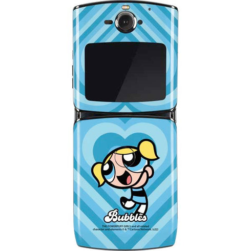 Cartoon Network Powerpuff Girls Bubbles Blue Hearts Motorola RAZR Skin