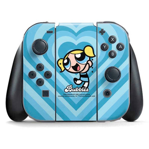 Cartoon Network Powerpuff Girls Bubbles Blue Hearts Nintendo Switch (2017-2021) Joy-Con Controller Skin
