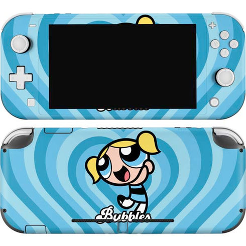 Cartoon Network Powerpuff Girls Bubbles Blue Hearts Nintendo Switch Lite Skin