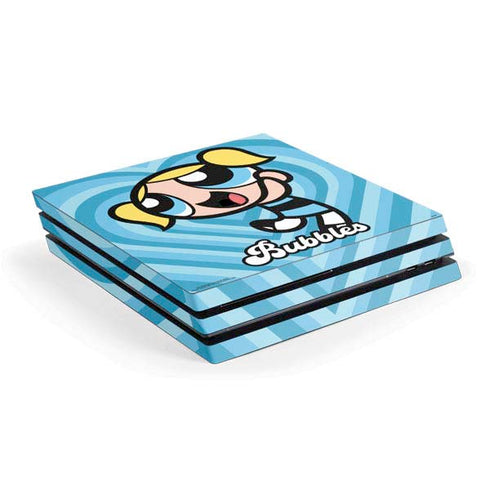 Cartoon Network Powerpuff Girls Bubbles Blue Hearts PS4 Pro Console Skin