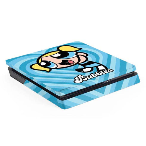 Cartoon Network Powerpuff Girls Bubbles Blue Hearts PS4 Slim Skin