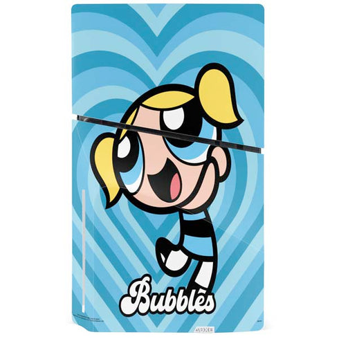 Cartoon Network Powerpuff Girls Bubbles Blue Hearts PS5 Slim Disk Bundle Skin
