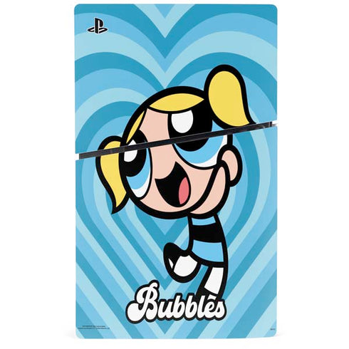 Cartoon Network Powerpuff Girls Bubbles Blue Hearts PS5 Slim Digital Edition Bundle Skin