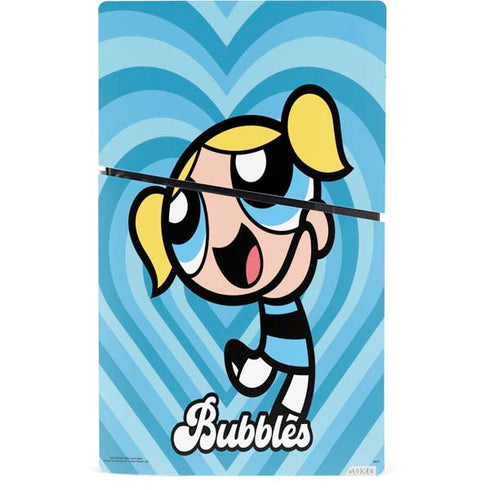 Cartoon Network Powerpuff Girls Bubbles Blue Hearts PS5 Slim Digital Edition Console Skin