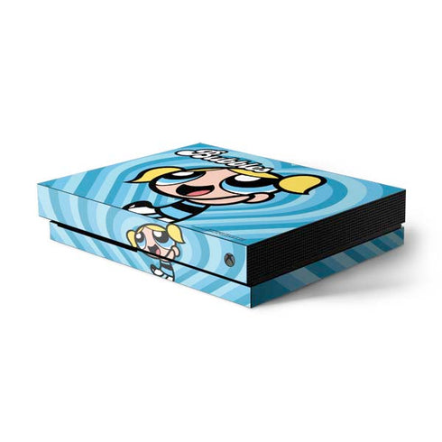 Cartoon Network Powerpuff Girls Bubbles Blue Hearts Xbox One X Console Skin