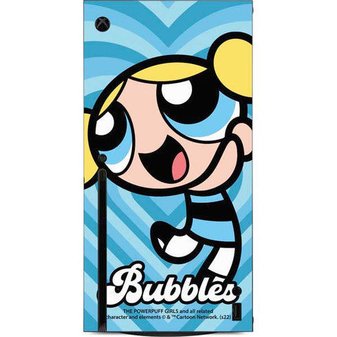 Cartoon Network Powerpuff Girls Bubbles Blue Hearts Xbox Series X Console Skin