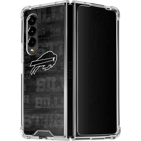 NFL Buffalo Bills Black & White Galaxy Z Fold4 5G Clear Case