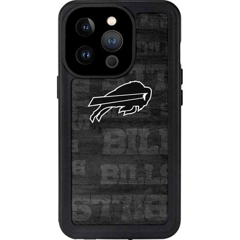 NFL Buffalo Bills Black & White iPhone 14 Pro Waterproof Case