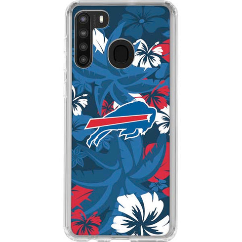 NFL Buffalo Bills Tropical Print Galaxy A21 Clear Case