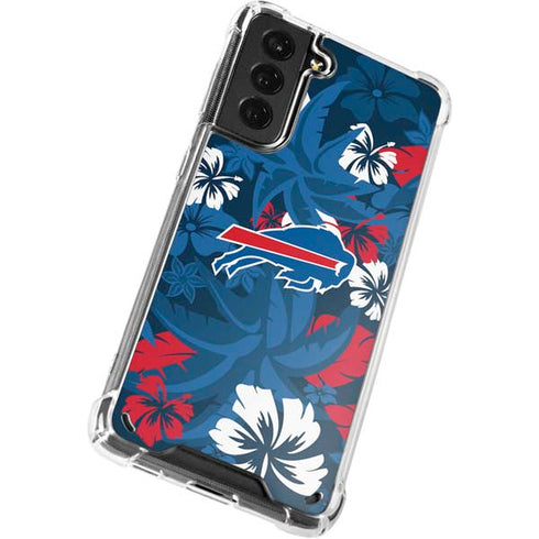 NFL Buffalo Bills Tropical Print Galaxy S21 5G Clear Case