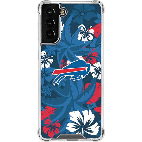 NFL Buffalo Bills Tropical Print Galaxy S21 FE Clear Case