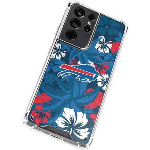 NFL Buffalo Bills Tropical Print Galaxy S21 Ultra 5G Clear Case