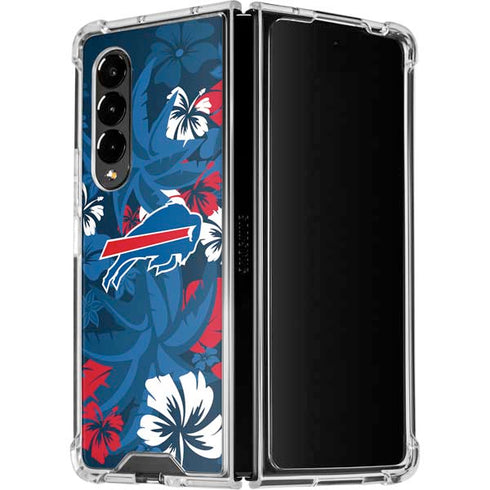 NFL Buffalo Bills Tropical Print Galaxy Z Fold4 5G Clear Case