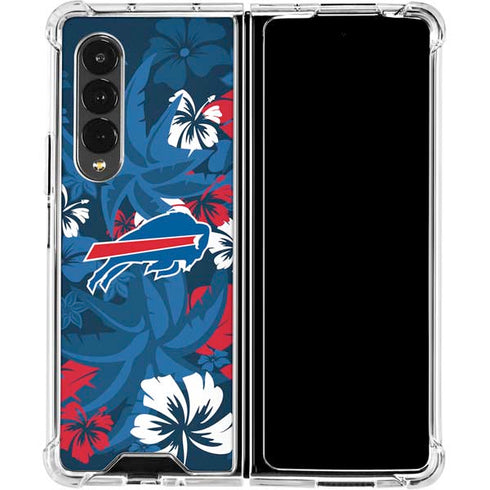 NFL Buffalo Bills Tropical Print Galaxy Z Fold4 5G Clear Case