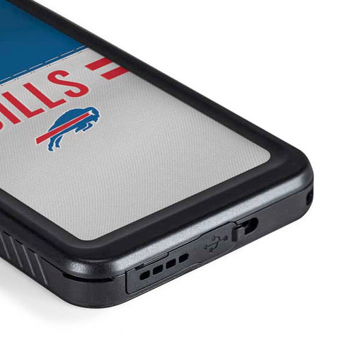 NFL Buffalo Bills White Striped Galaxy S23 Plus Waterproof Case