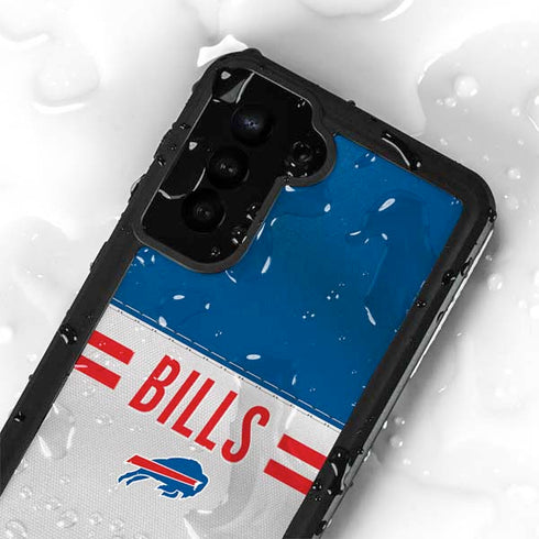 NFL Buffalo Bills White Striped Galaxy S23 Plus Waterproof Case