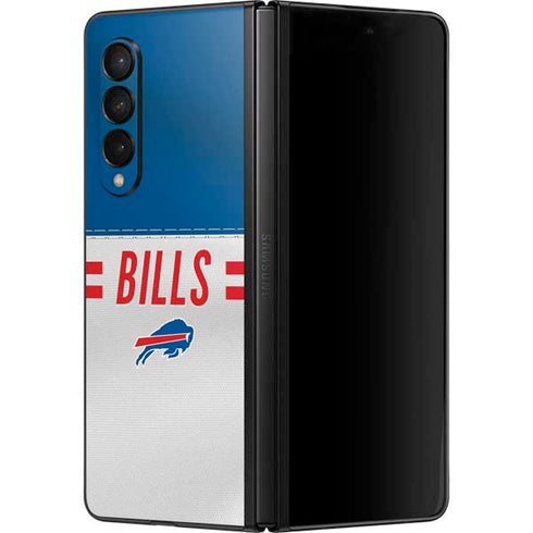 NFL Buffalo Bills White Striped Galaxy Z Fold3 5G Skin