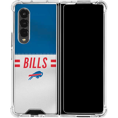 NFL Buffalo Bills White Striped Galaxy Z Fold4 5G Clear Case