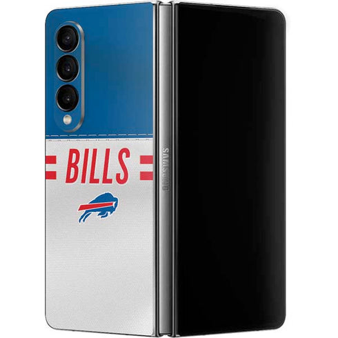 NFL Buffalo Bills White Striped Galaxy Z Fold4 5G Skin
