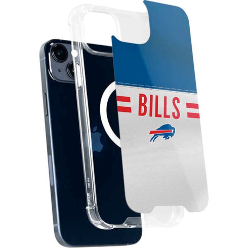 NFL Buffalo Bills White Striped iPhone 15 Plus MagSafe Case