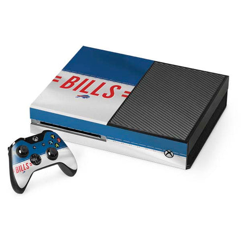 NFL Buffalo Bills White Striped Xbox One Console and Controller Bundle Skin