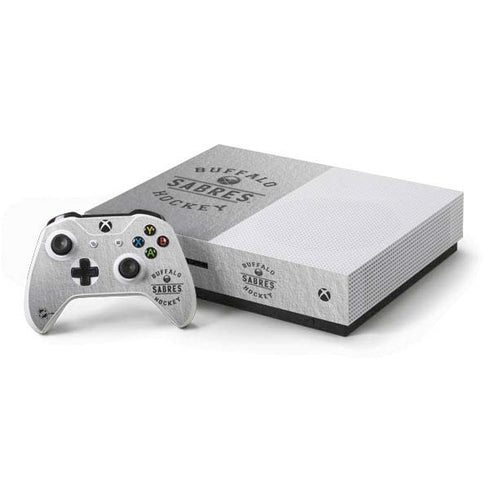 NHL Buffalo Sabres Black Text Xbox One S Console and Controller Bundle Skin