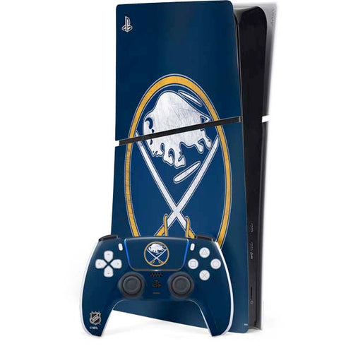 NHL Buffalo Sabres Distressed PS5 Slim Digital Edition Bundle Skin