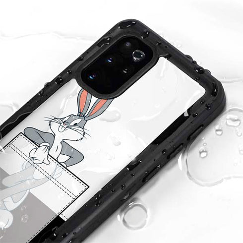 Looney Tunes Bugs Bunny Black White Galaxy S20 Plus Waterproof Case