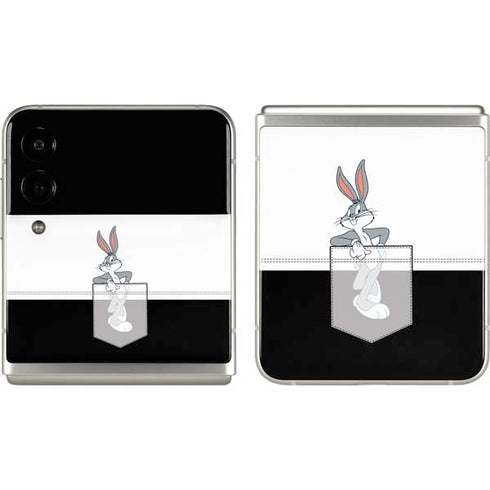 Looney Tunes Bugs Bunny Black White Galaxy Z Flip3 5G Skin