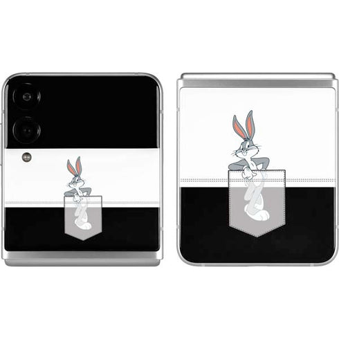 Looney Tunes Bugs Bunny Black White Galaxy Z Flip4 5G Skin