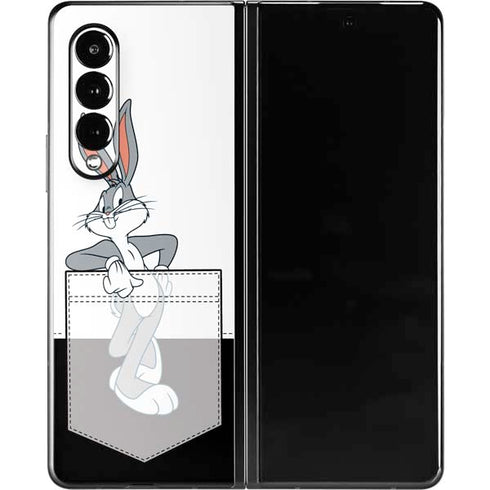 Looney Tunes Bugs Bunny Black White Galaxy Z Fold3 5G Skin