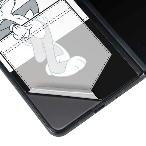 Looney Tunes Bugs Bunny Black White Galaxy Z Fold3 5G Skin