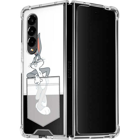 Looney Tunes Bugs Bunny Black White Galaxy Z Fold4 5G Clear Case