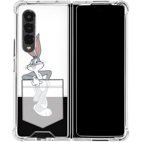 Looney Tunes Bugs Bunny Black White Galaxy Z Fold4 5G Clear Case