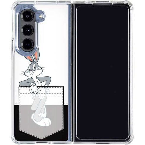 Looney Tunes Bugs Bunny Black White Galaxy Z Fold5 5G Clear Case