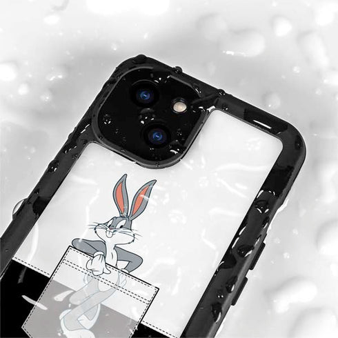 Looney Tunes Bugs Bunny Black White iPhone 15 Plus Waterproof Case