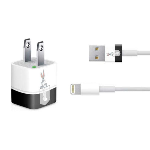 Looney Tunes Bugs Bunny Black White iPhone Charger (5W USB) Skin